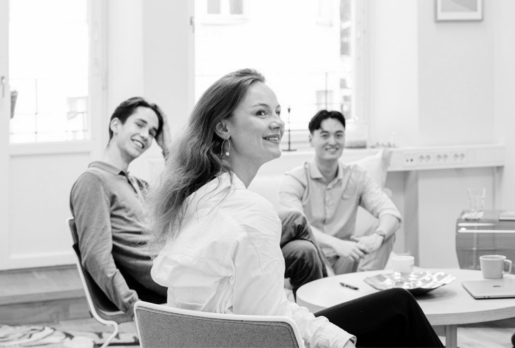 Colleagues collaborating around a table